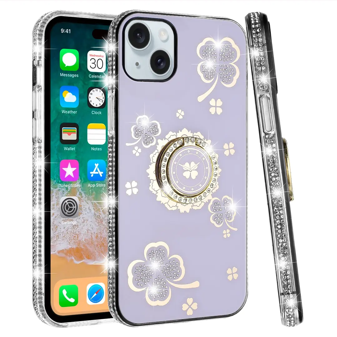 iPhone 15/iPhone 14/iPhone 13 Bling Diamond Lucky Case Purple